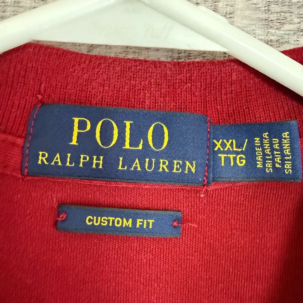 Polo Ralph Lauren Mens Polo Shirt 2XL Red Long Sleeve Classic Pony Business